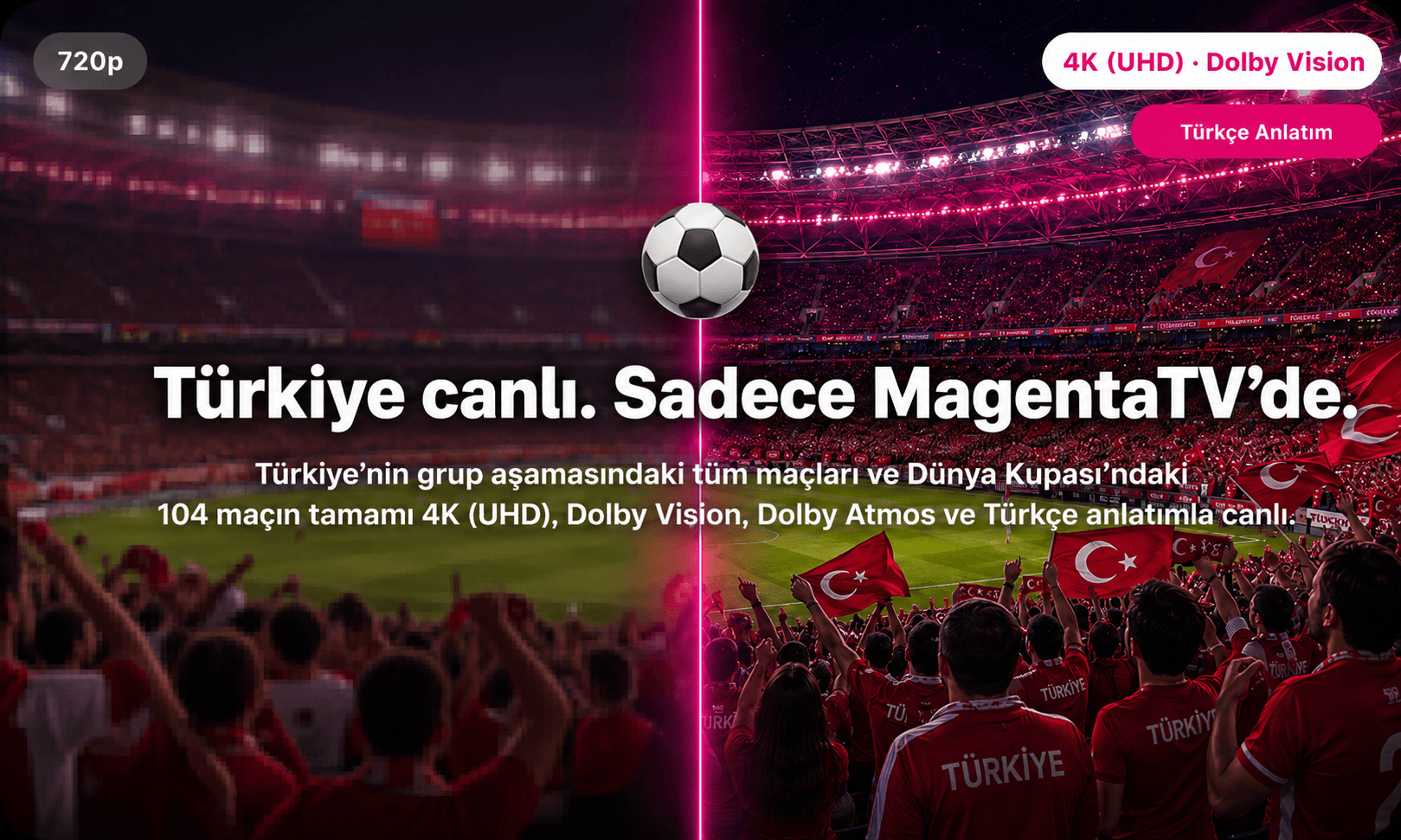 Türkiye'nin tüm Dünya Kupası maçları sadece MagentaTV'de, Türkçe yorumla, 4K (UHD)